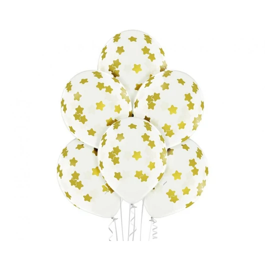 Csillagos Stars léggömb, lufi szett 6 db-os 30 cm (12 inch)