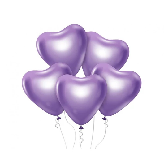 Szív Platinum Light Purple léggömb, lufi 6 db-os 12 inch (30 cm)