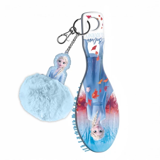 Disney Jégvarázs Elsa mini hajkefe pompom dísszel