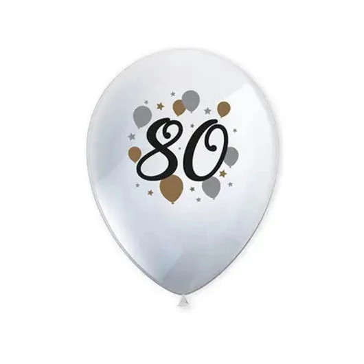 Happy Birthday 80 Milestone léggömb, lufi 6 db-os 11 inch (27,5 cm)