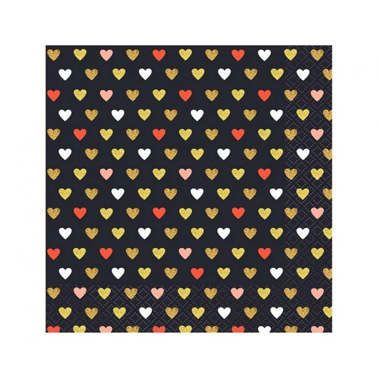 Szerelem XOXO Black szalvéta 20 db-os 33x33 cm