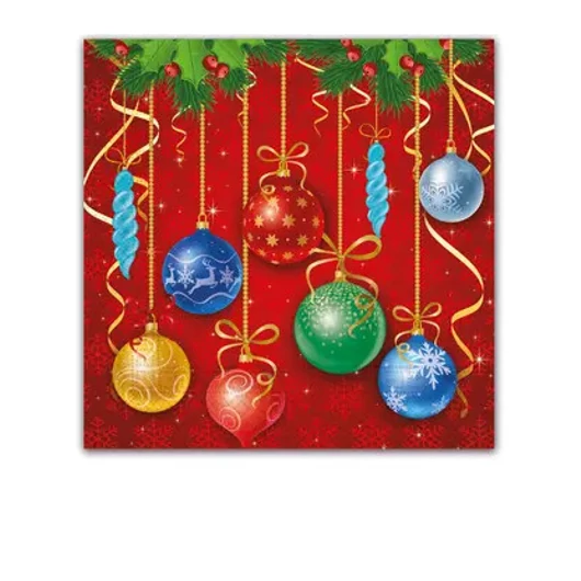 Karácsonyi Sparkling Balls szalvéta 20 db-os 33x33 cm