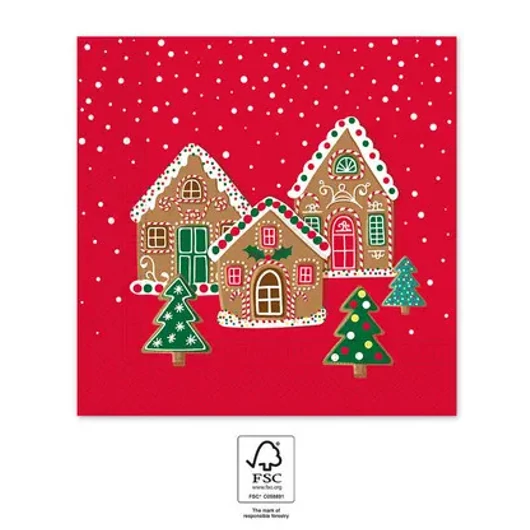 Karácsonyi Gingerhouses szalvéta 20 db-os 33x33 cm FSC