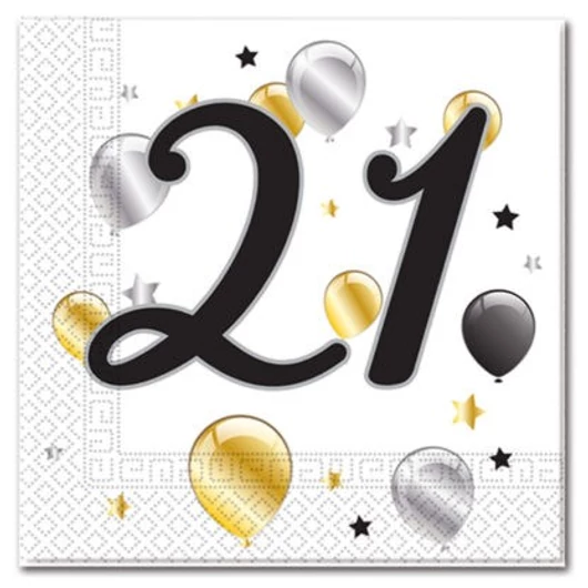 Happy Birthday 21 Milestone szalvéta 20 db-os 33x33 cm