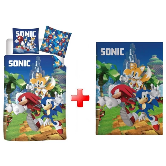 Sonic a sündisznó Speedy Dreams gyerek, ovis ágyneműhuzat és polár takaró szett