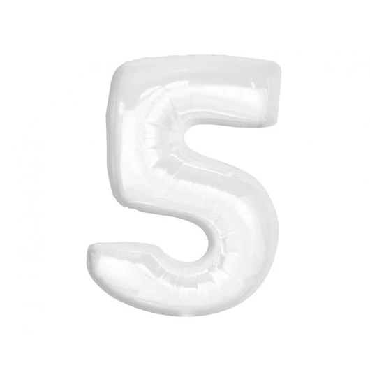 Fehér B&C White 5-ös szám fólia lufi 92 cm