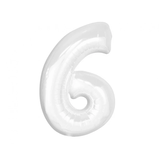 Fehér B&C White 6-os szám fólia lufi 92 cm