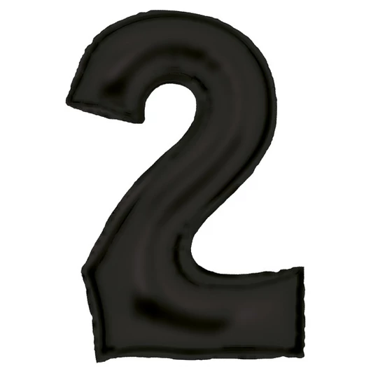 Fekete Lustre Black 2-es szám fólia lufi 86 cm