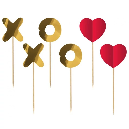 Szerelem XOXO díszítő pálca 6 db-os