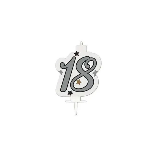 Happy Birthday Silver Milestone tortagyertya, számgyertya 18-as