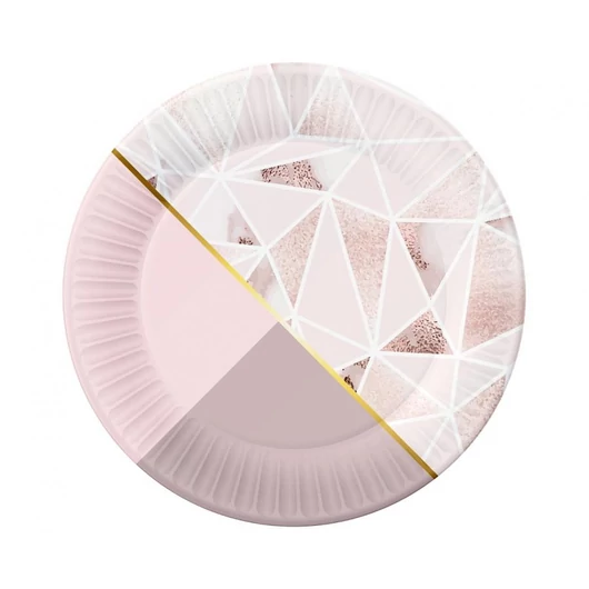 Rózsaszín Rose Chic papírtányér 6 db-os 18 cm