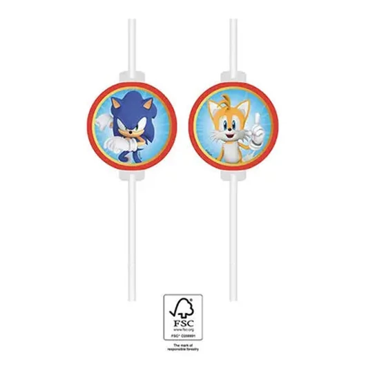 Sonic a sündisznó Sega papír szívószál, 4 db-os szett FSC
