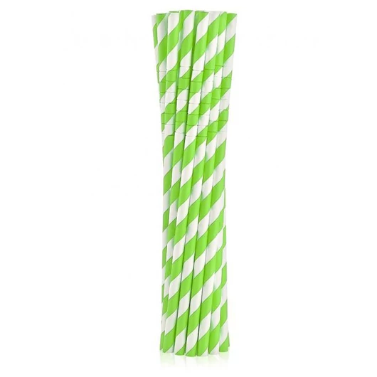Zöld Green Stripes rugalmas papír szívószál 12 db-os