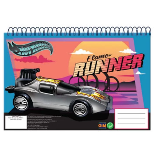 Hot Wheels Flame Runner A/4 spirál vázlatfüzet, 30 lapos