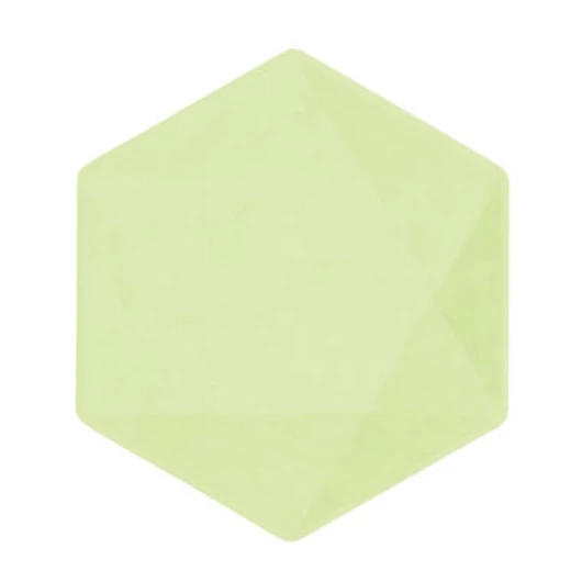 Zöld Vert Decor hatszögletű lapostányér 6 db-os 15,8 cm