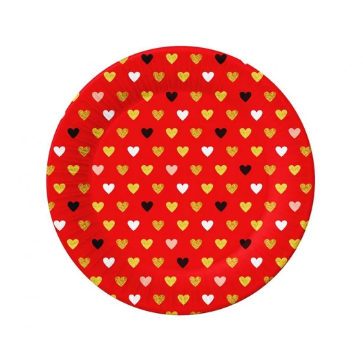 Szerelem XOXO Red papírtányér 6 db-os 18 cm