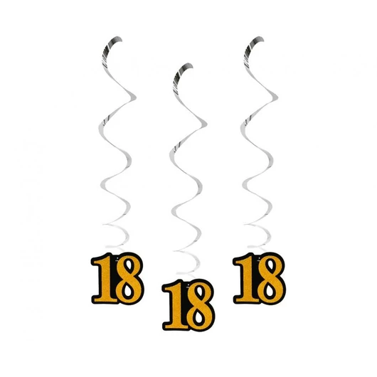 Happy Birthday 18 B&C szalag dekoráció 3 db-os szett