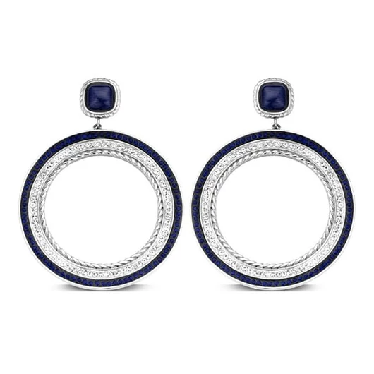 Victoria Ezüst színű kék, fehér köves fülbevaló