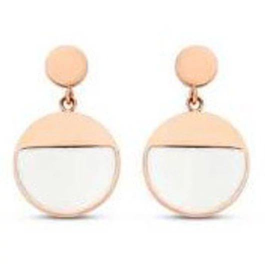 Victoria Rose gold színű fehér mintás fülbevaló