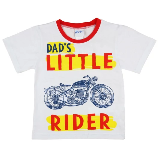 Motoros kisfiú fehér pamut póló