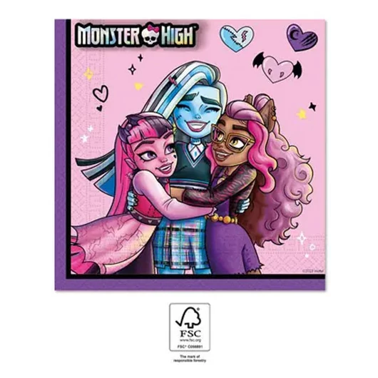 Monster High Friends szalvéta 20 db-os 33x33 cm FSC