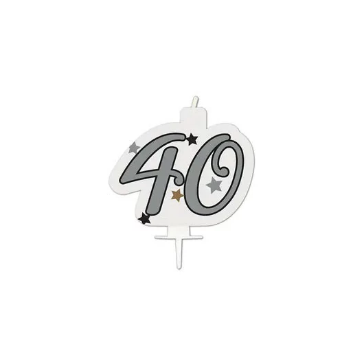 Happy Birthday Silver Milestone tortagyertya, számgyertya 40-es