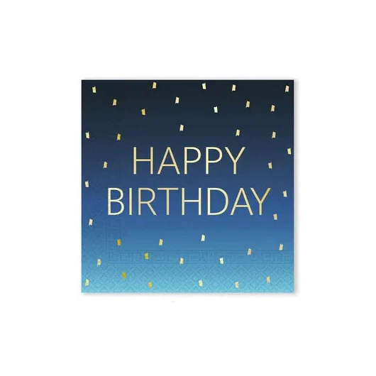 Happy Birthday Golden Blue szalvéta 20 db-os 33x33 cm FSC