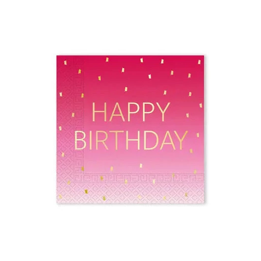 Happy Birthday Golden Pink szalvéta 20 db-os 33x33 cm FSC