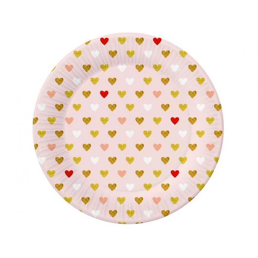 Szerelem XOXO Pink papírtányér 6 db-os 18 cm