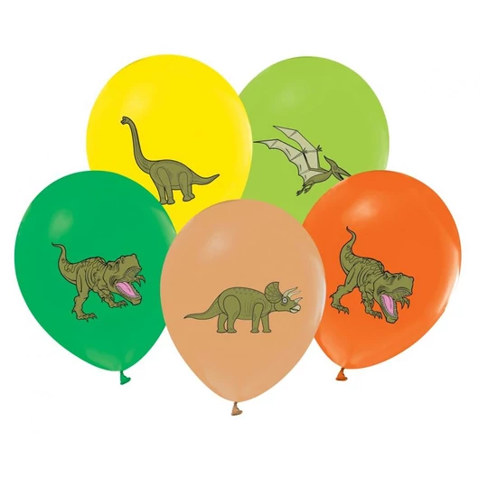 Dinoszaurusz Colorful léggömb, lufi 5 db-os 12 inch (30 cm)