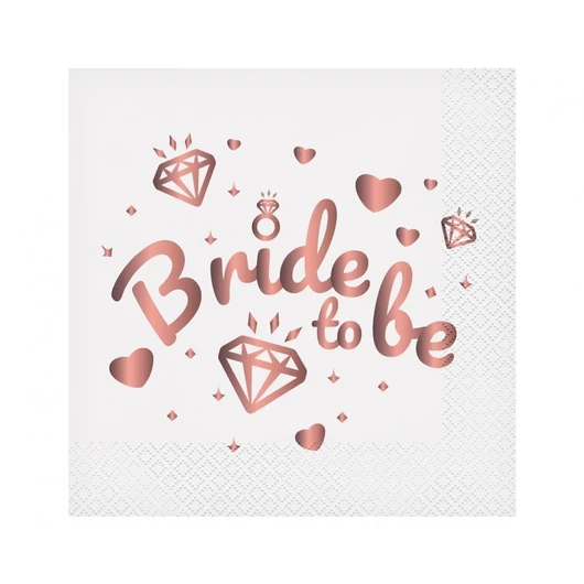Lánybúcsú Bride To Be White szalvéta 20 db-os 33x33 cm