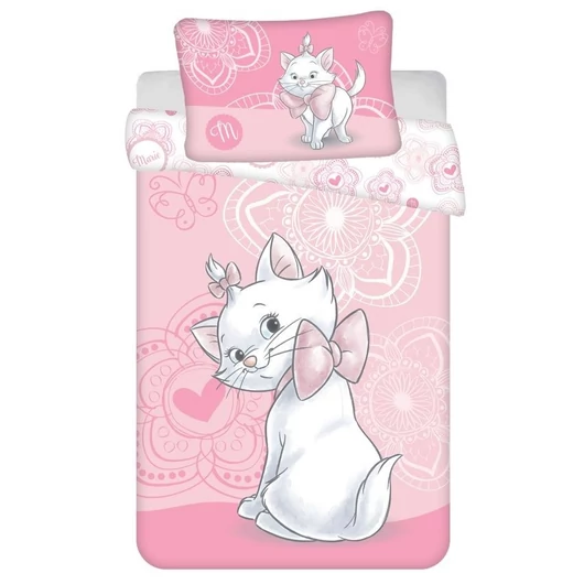 Disney Marie Pink Flower gyerek, ovis ágyneműhuzat 100×135cm, 40×60 cm