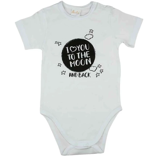 "I love you to the moon and back" feliratos rövid ujjú baba body fehér