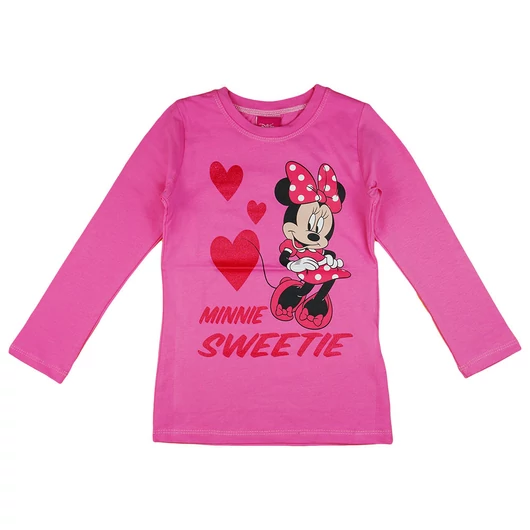 Disney Minnie csillámos, szíves hosszú ujjú lányka póló