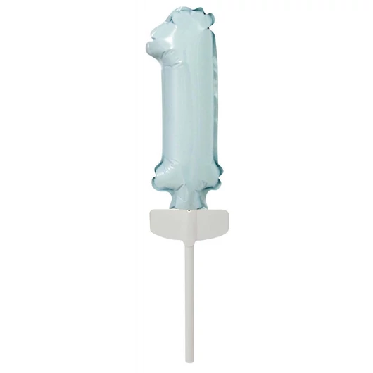 Kék Pastel 1-es szám fólia lufi tortára 13 cm