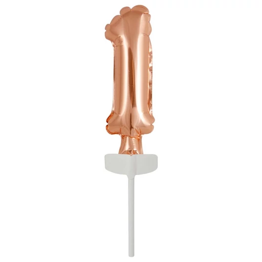 Színes Rose Gold 1-es szám fólia lufi tortára 13 cm