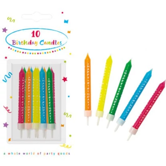 Happy Birthday Colorful tortagyertya, gyertya szett 10 db-os