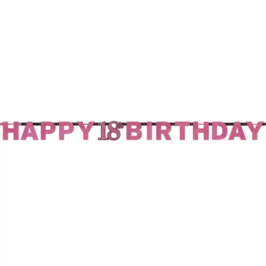 Happy Birthday Pink 18 hologramos felirat 213 cm