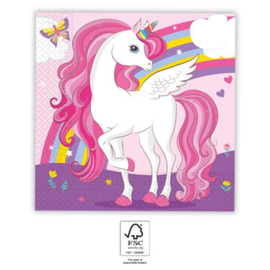 Unikornis Rainbow Colors szalvéta 20 db-os 33x33 cm FSC