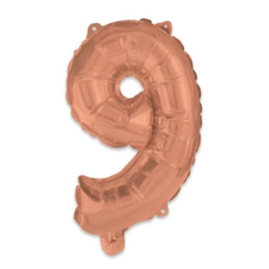 Színes Rose Gold 9-es szám fólia lufi 95 cm
