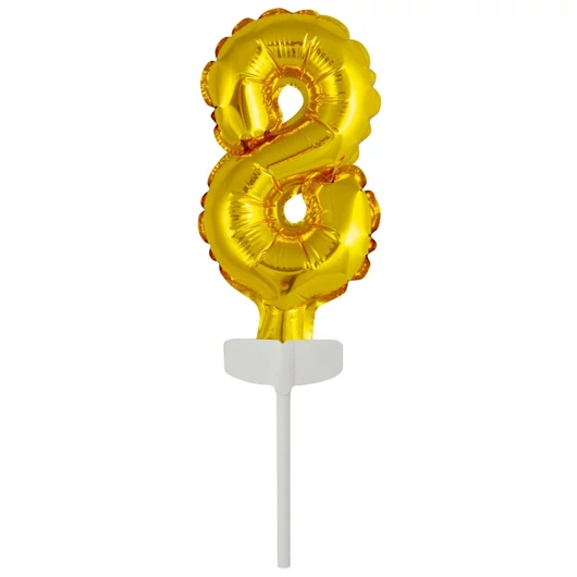 Arany Gold 8-as szám fólia lufi tortára 13 cm