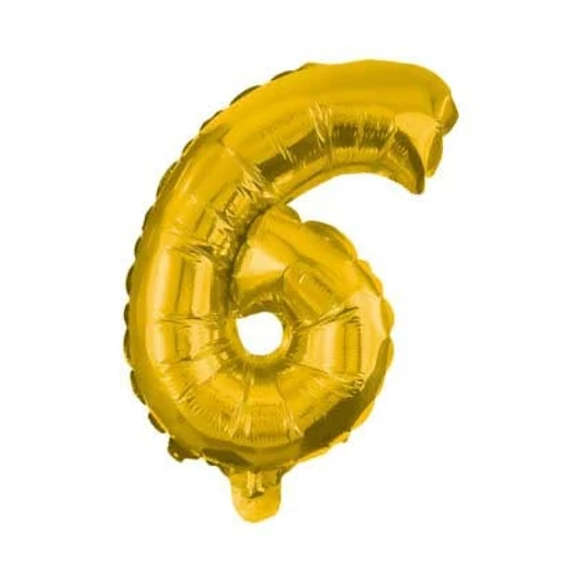 Arany Gold mini 6-os szám fólia lufi 35 cm