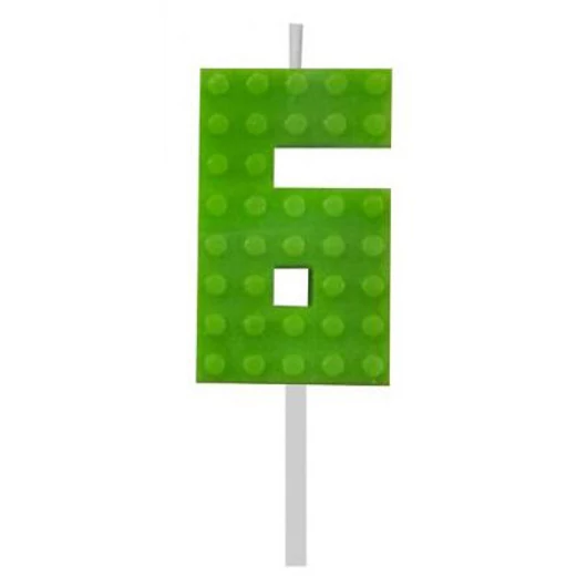 Építőkocka 6-os Green Blocks tortagyertya, számgyertya
