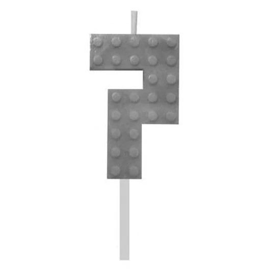 Építőkocka 7-es Grey Blocks tortagyertya, számgyertya