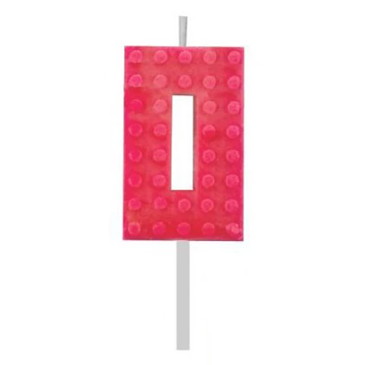 Építőkocka 0-ás Red Blocks tortagyertya, számgyertya