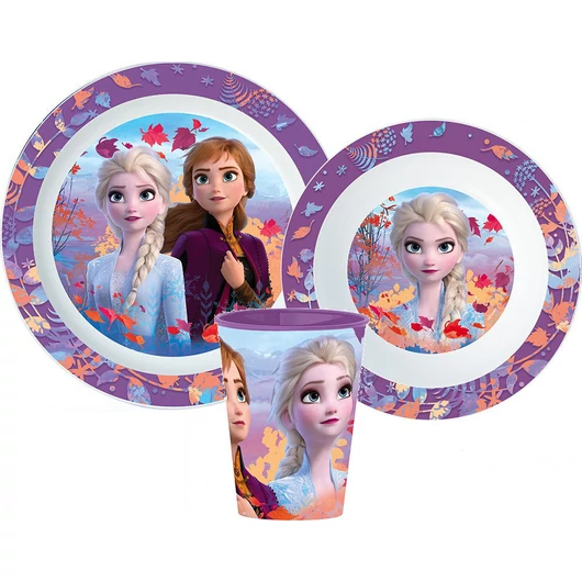 Disney Jégvarázs Purple étkészlet, micro műanyag szett, pohárral 260 ml