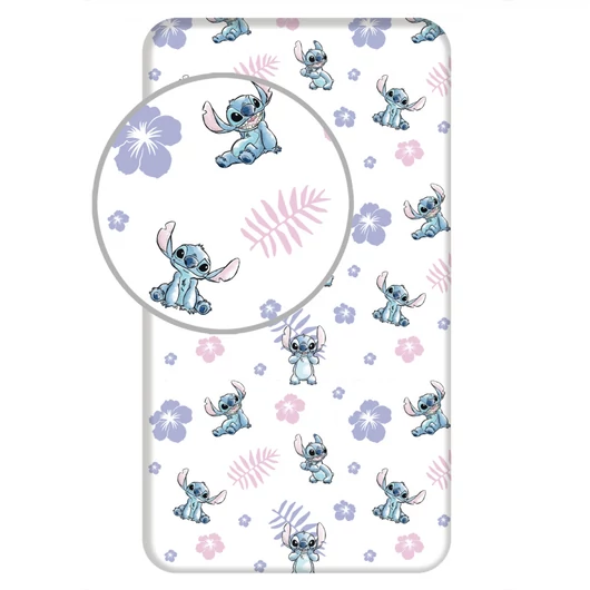 Disney Lilo és Stitch, A csillagkutya White gumis lepedő 90x200 cm