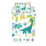 Kép 1/4 - Dinoszaurusz Cute ovis ágyneműhuzat szett &quot;Cute and Wild&quot; felirattal és színes dinoszauruszokkal