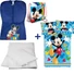 Kép 1/5 - Disney Mickey 4 részes ovis zsák szett: kék Mickey egeres ovis zsák, Mickey 'Hello Summer' tornazsák, Mickey 'Joyful' ovis ágyneműhuzat és hozzá illő paplan-párna szett.
