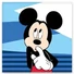 Kép 11/11 - Kék-fehér pamut ovis törölköző, gondolkodó Mickey egér mintával.